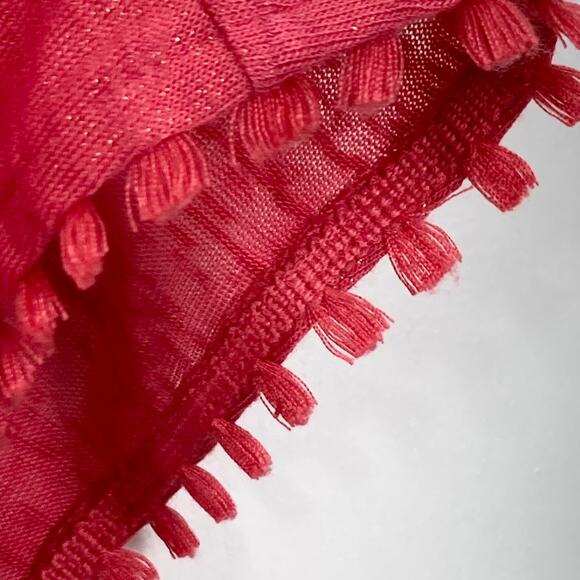 NWOT TOMMY BAHAMA Top Tunic Blouse Poncho Cover Up L/XL Pink Gold-Sparkle PomPom - Picture 6 of 11